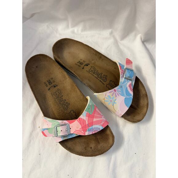 Birkenstock Birkis Pastel Floral Slip On Sandal Sz 37/6 GS - Picture 2 of 6